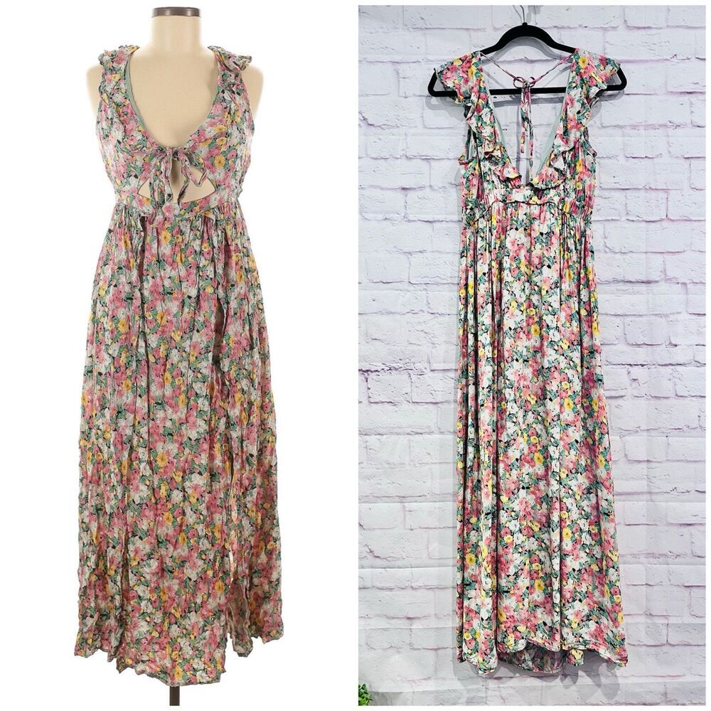 Hello Molly Floral Maxi Dress in Pink, Yellow & Green